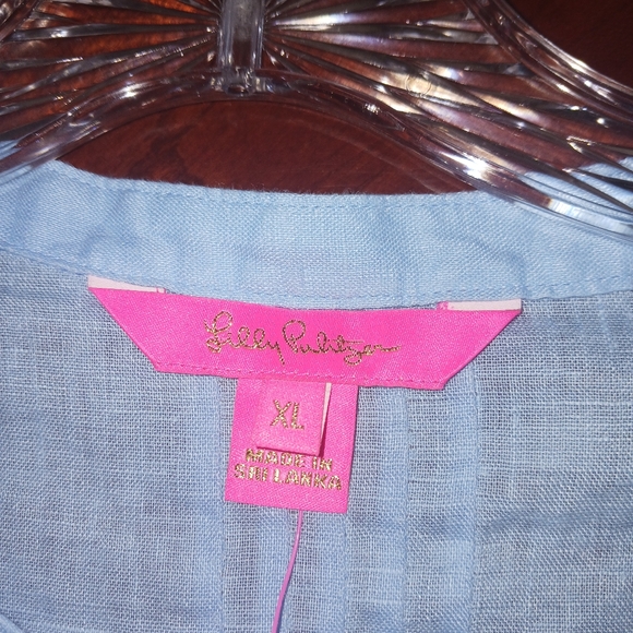 Lilly Pulitzer 100% Linen Sarasota Tunic in Frenchie Blue XL NWT - Picture 6 of 10